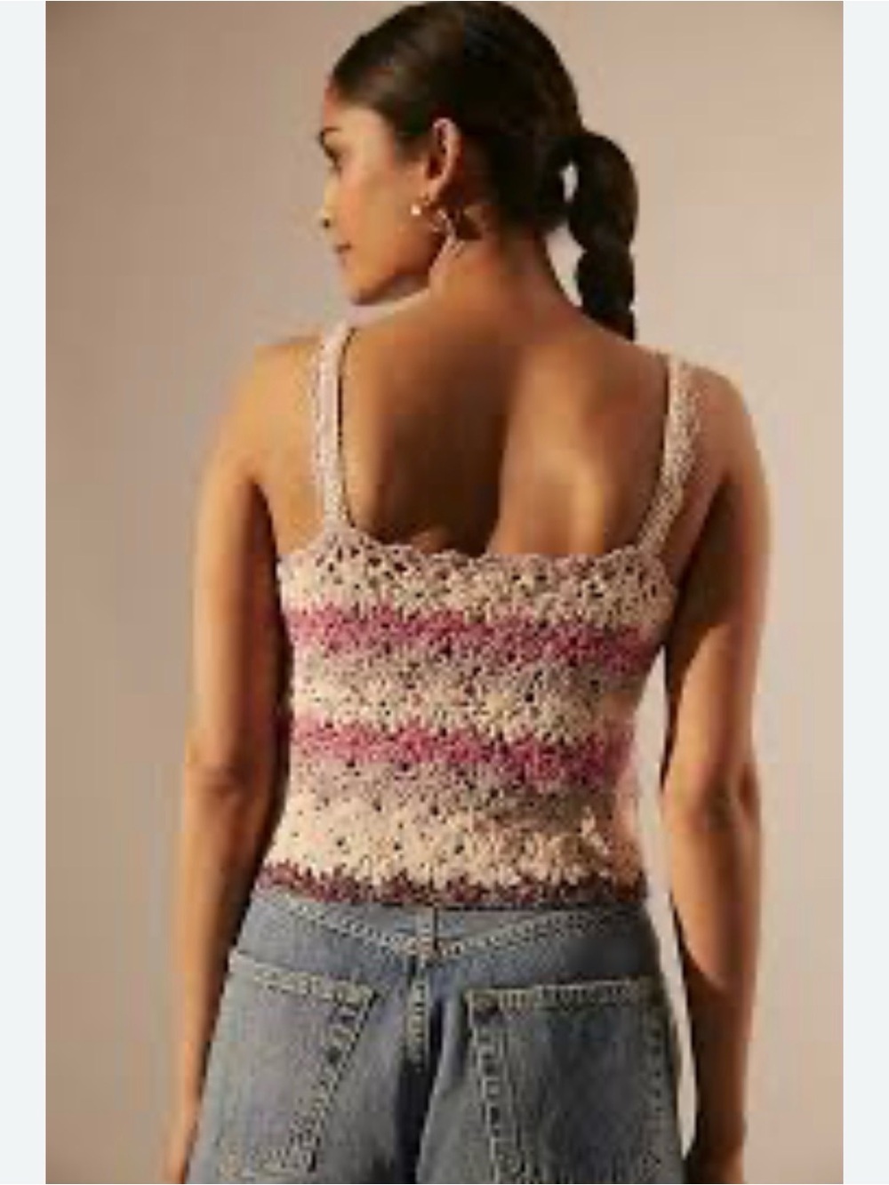 Anthropologie La Cascada Crochet Tank in Pink Combo